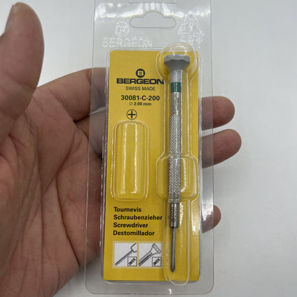 Bergeon 30081-C-200 ergonomic Phillips 2.00mm screwdriver for precise watch accessory repairs
