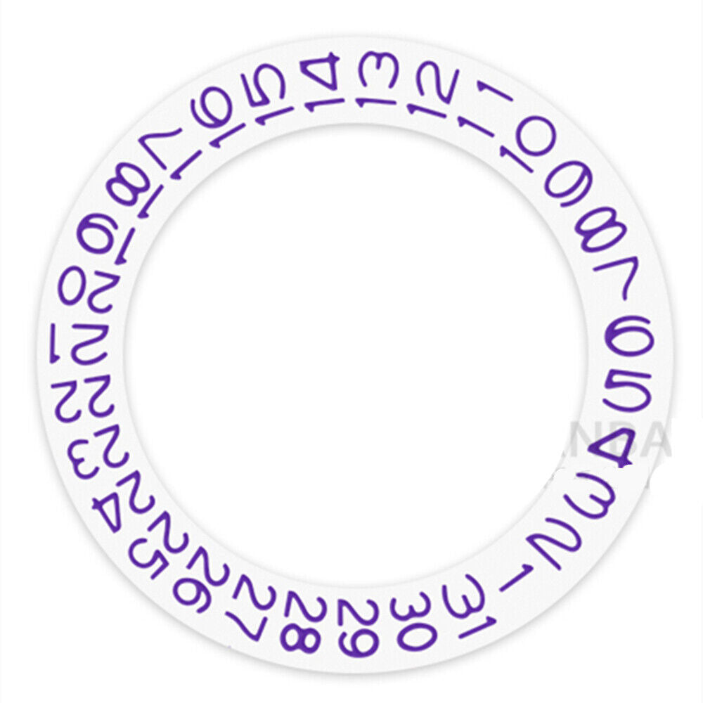 Light purple date wheel for NH35 NH36 watch movement, compatible with Seiko, precise replacement part.