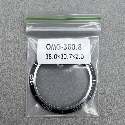 Insert de lunette de montre en alliage d'aluminium noir de 38 mm pour Omega Seamaster 600 