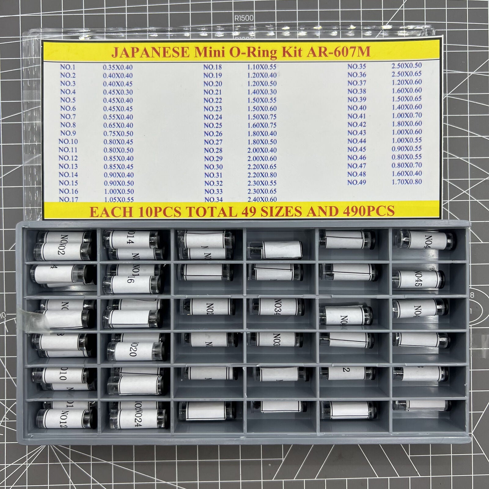 Japan Glass Crystal AR-607M waterproof mini O-ring kit for watch crown seal, durable and precise fit.
