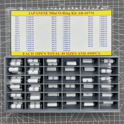 Japan Glass Crystal AR-607M waterproof mini O-ring kit for watch crown seal, durable and precise fit.