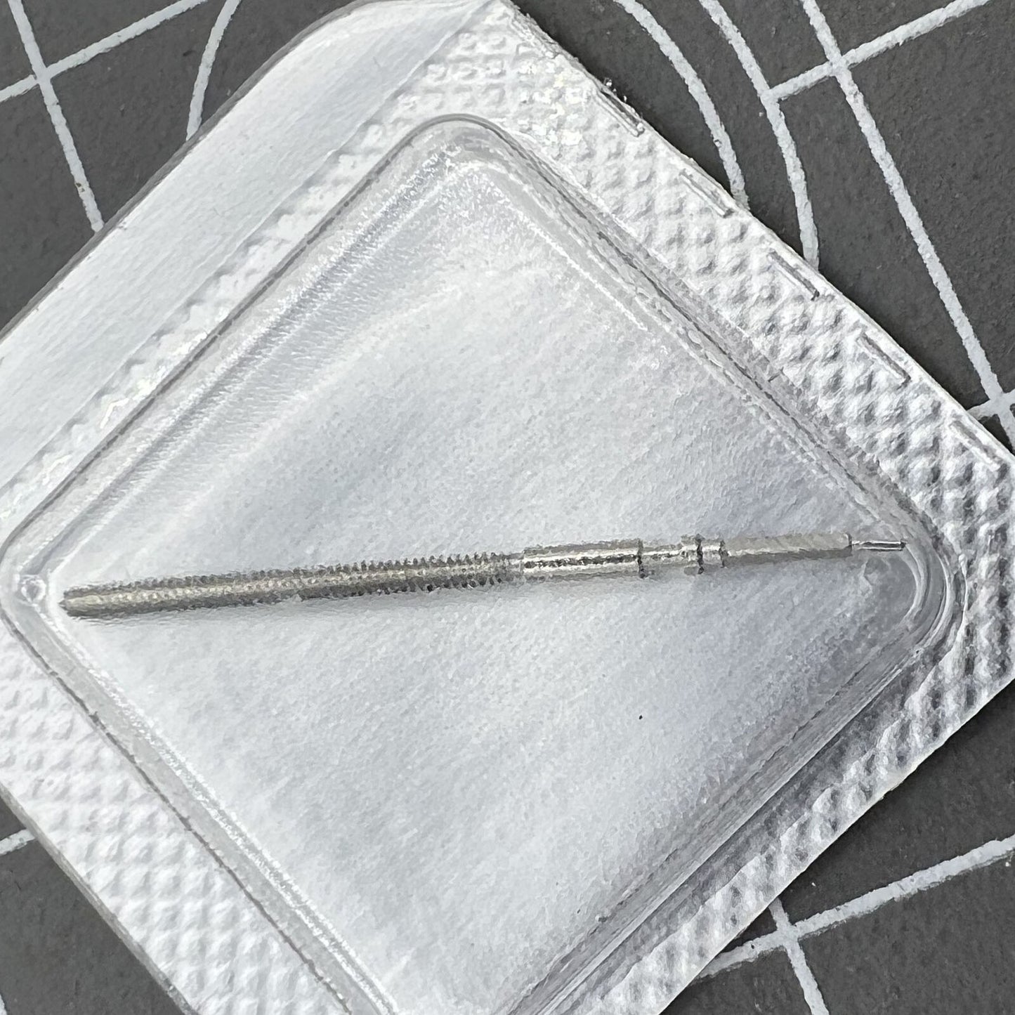 Replacement watch winding stem for Soprod A10, compatible watch accessory for precise time adjustment.