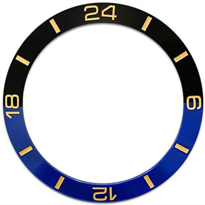 38 mm blau + schwarz Halbmaßstab Keramik poliert Uhr Lünette Fit für SUB007 Uhr 