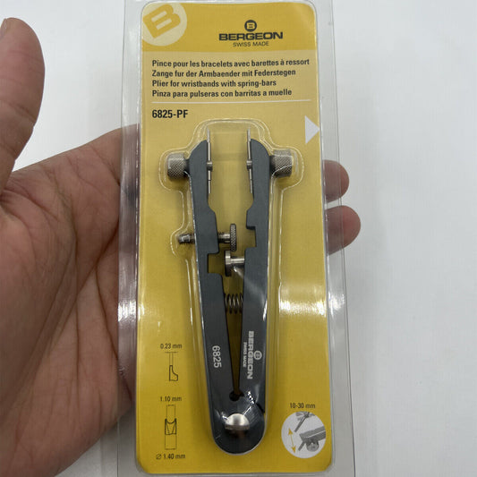 Bergeon 6825-PF spring bar pliers for precise watch bracelet removal and adjustment.