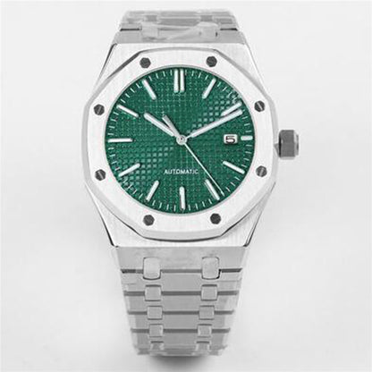 Montre mécanique pour homme 41 mm, boîtier en acier inoxydable + mouvement NH35, verre saphir 