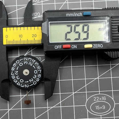 Swiss Made Ronda 519 black quartz watch movement offering precise timekeeping and durable performance.