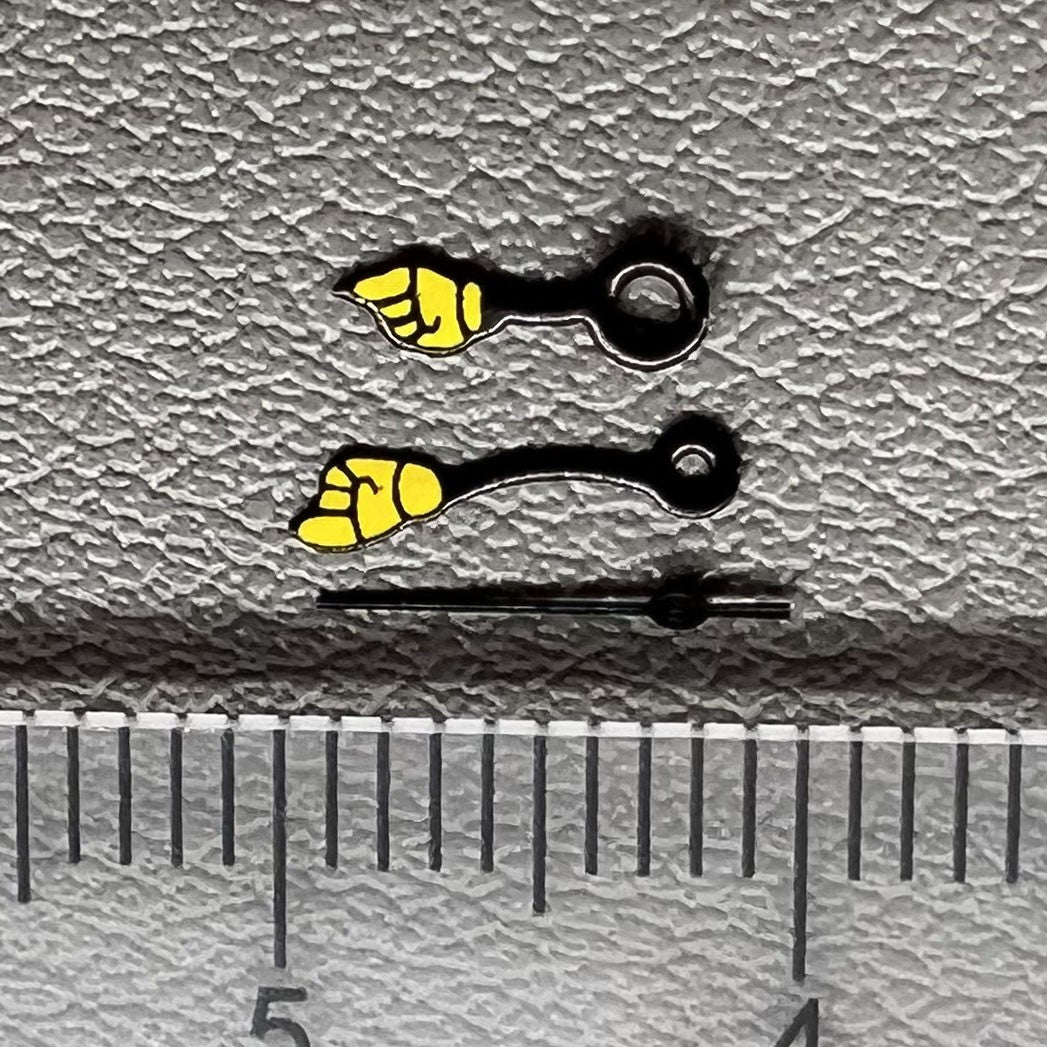 Black hand indication watch hands set for Miyota 2035 series, ideal for precise timekeeping upgrades.