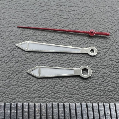 2 Set 11x15x15mm Rote und Grüne Leuchtzeiger mit Silberrand für Ronda 515