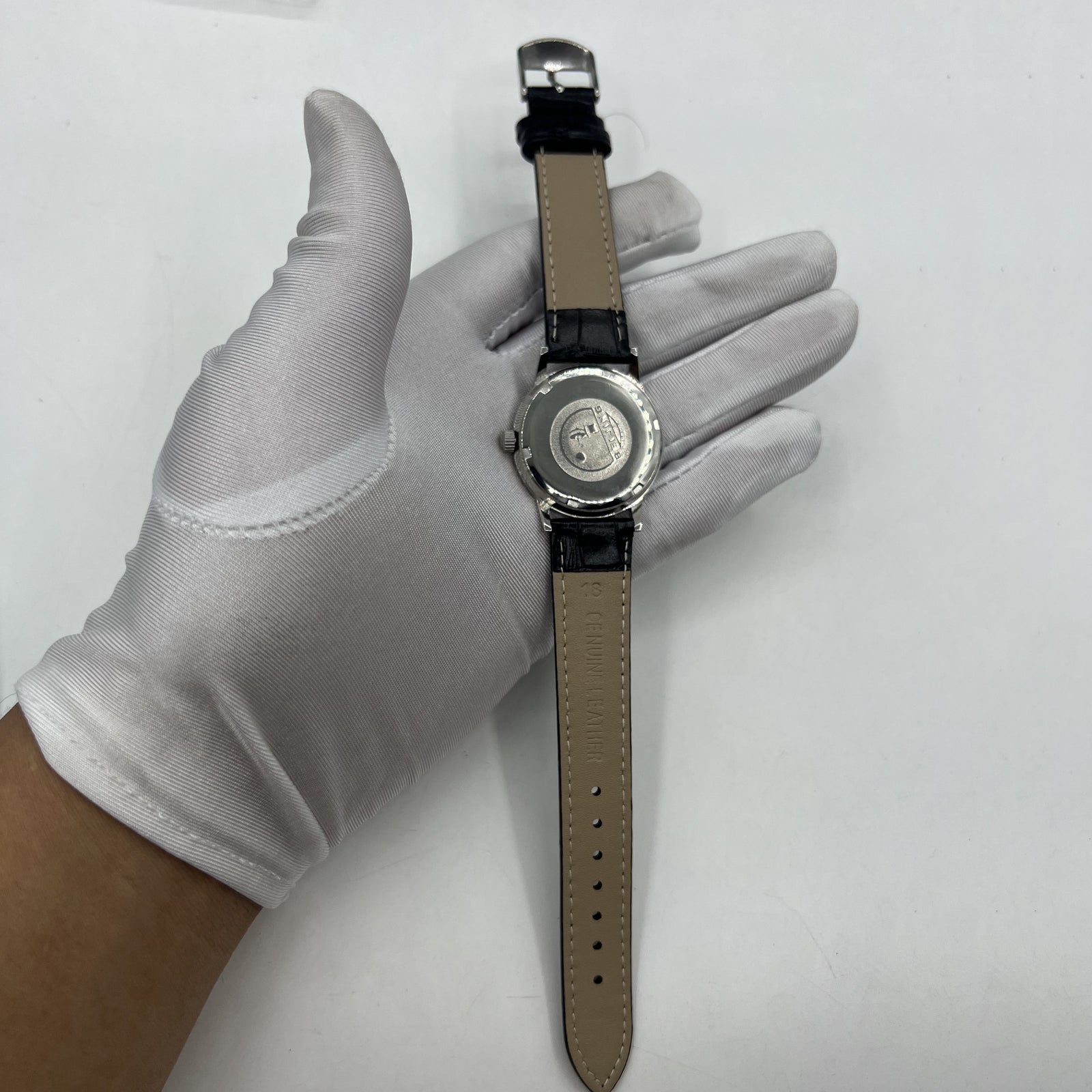 Beijing 36mm Double Rhomb watch with silver case and manual movement, featuring silver hour markers.
