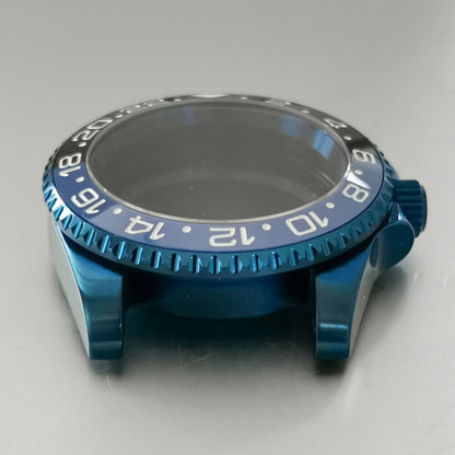 40MM Blue Flat Mirror/Magnifying Glass Watch Case for NH35/NH36 Movement