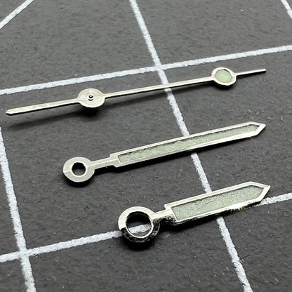 Aiguilles de montre lumineuses vertes avec garniture argentée de 11 mm pour mouvement Miyota 1M12