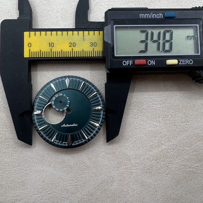 Dunkelgrünes 35mm Cocktail Zifferblatt Silber für NH39 Taucheruhr