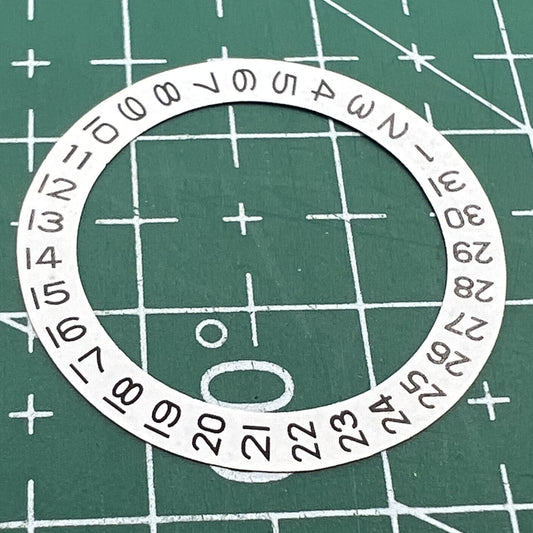 Date disk wheel for watch movement 2813/2836/8215 showing date at 9 o?clock, compatible generic part.