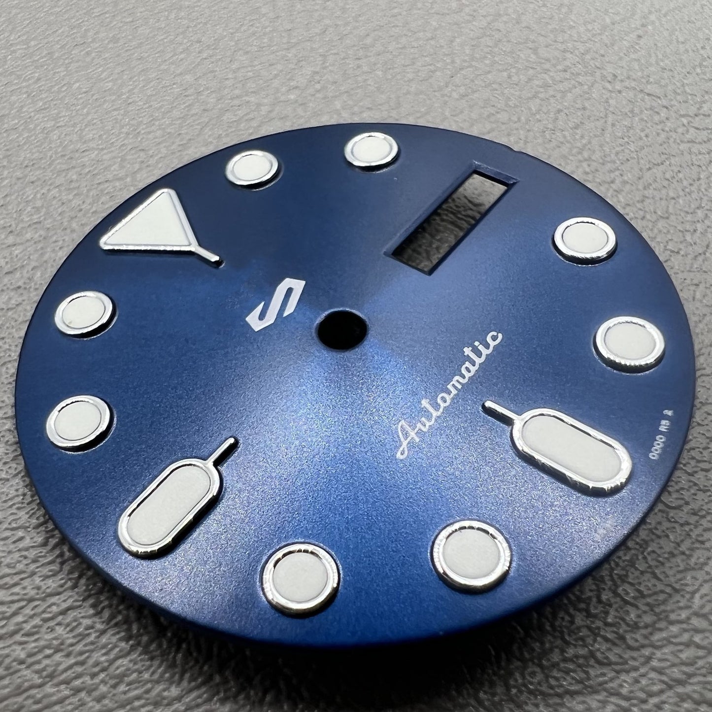 Grünes Lume Datejust Zifferblatt mit blauem silbernem Rand für NH35 NH36 Uhrwerk