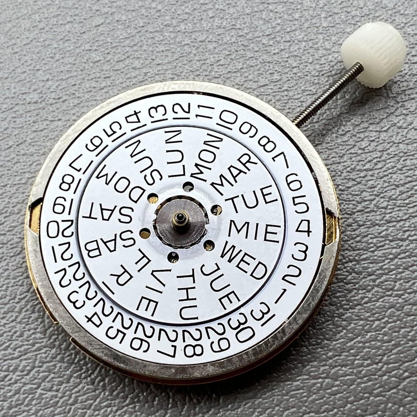 Golden vergoldetes Swiss ETA955.422 Quarzwerk Uhr Kalender Datum