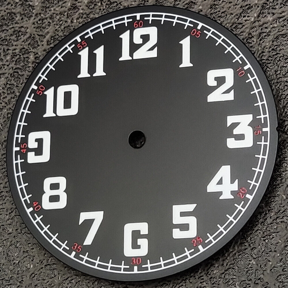 Black pilot watch dial with green lume numerals, 33.8mm waterproof, fits NH35 movement.