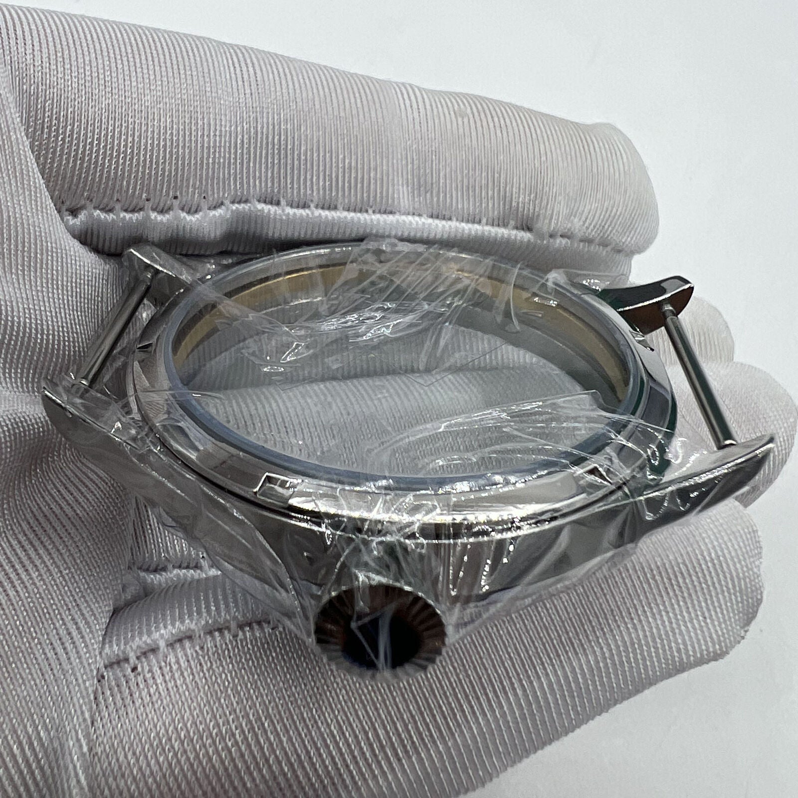 44mm stainless steel watch case for ETA 6497/6498 or Seagull ST3600 movements, durable and sleek.