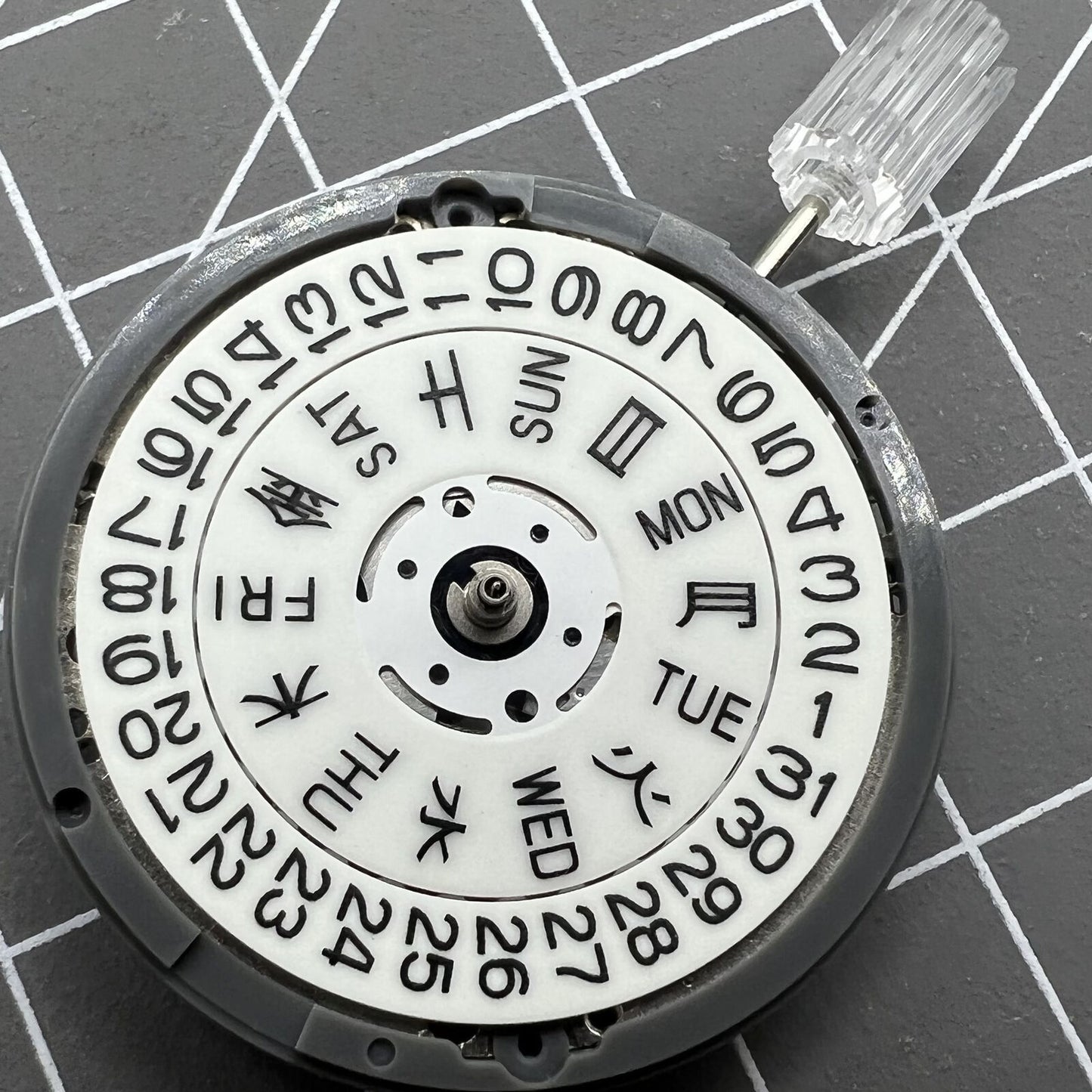 NH36A watch movement with white dial, blue lume, 3/3.8 crown positions by Seiko for precise timekeeping.