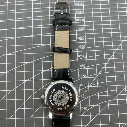 Baihua 37mm manual mechanical watch with silver dial, 19 jewels, shock-resistant for lasting performance.