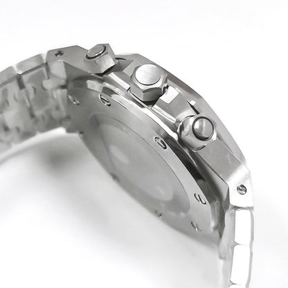 41MM stainless steel watch case and strap with VK63 movement, sapphire glass for durable style.