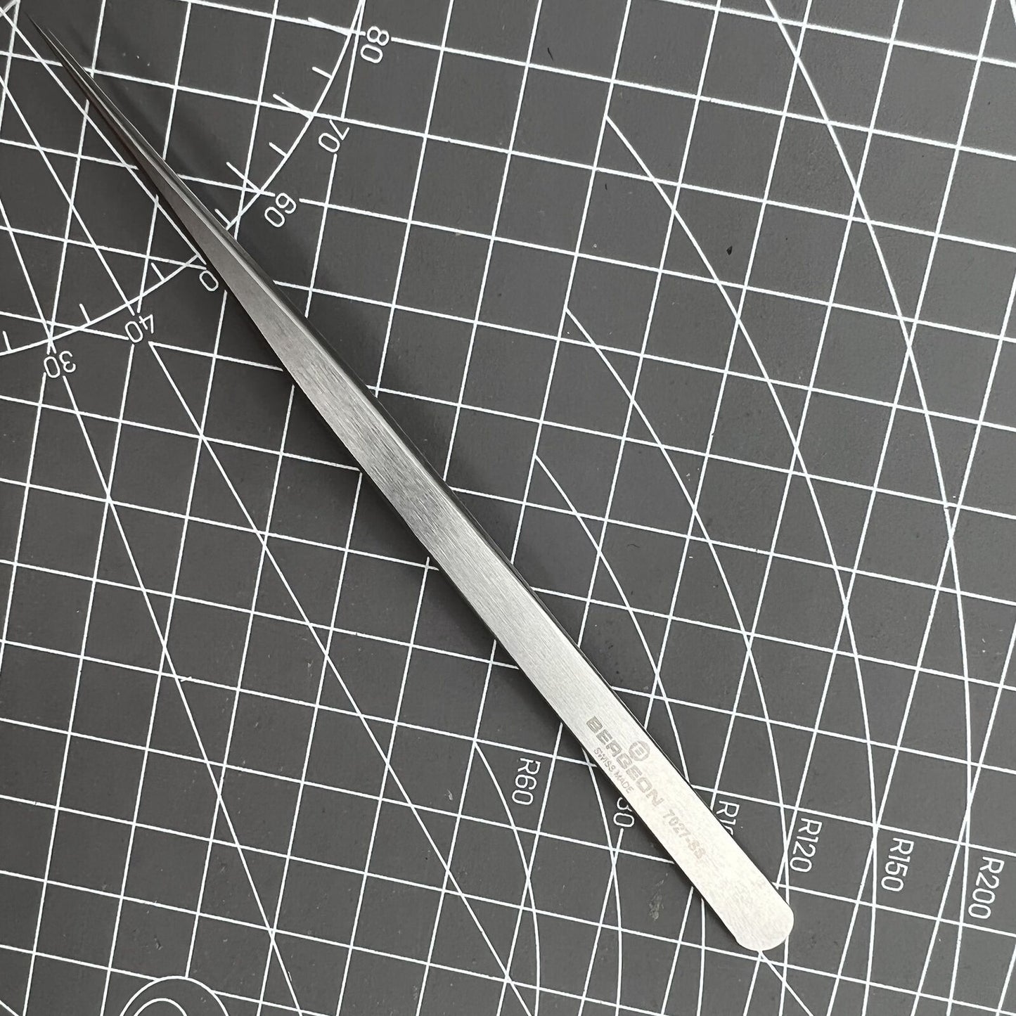 Bergeon 7027-SS stainless steel precision tweezers for watch repair by Swiss Made brand.
