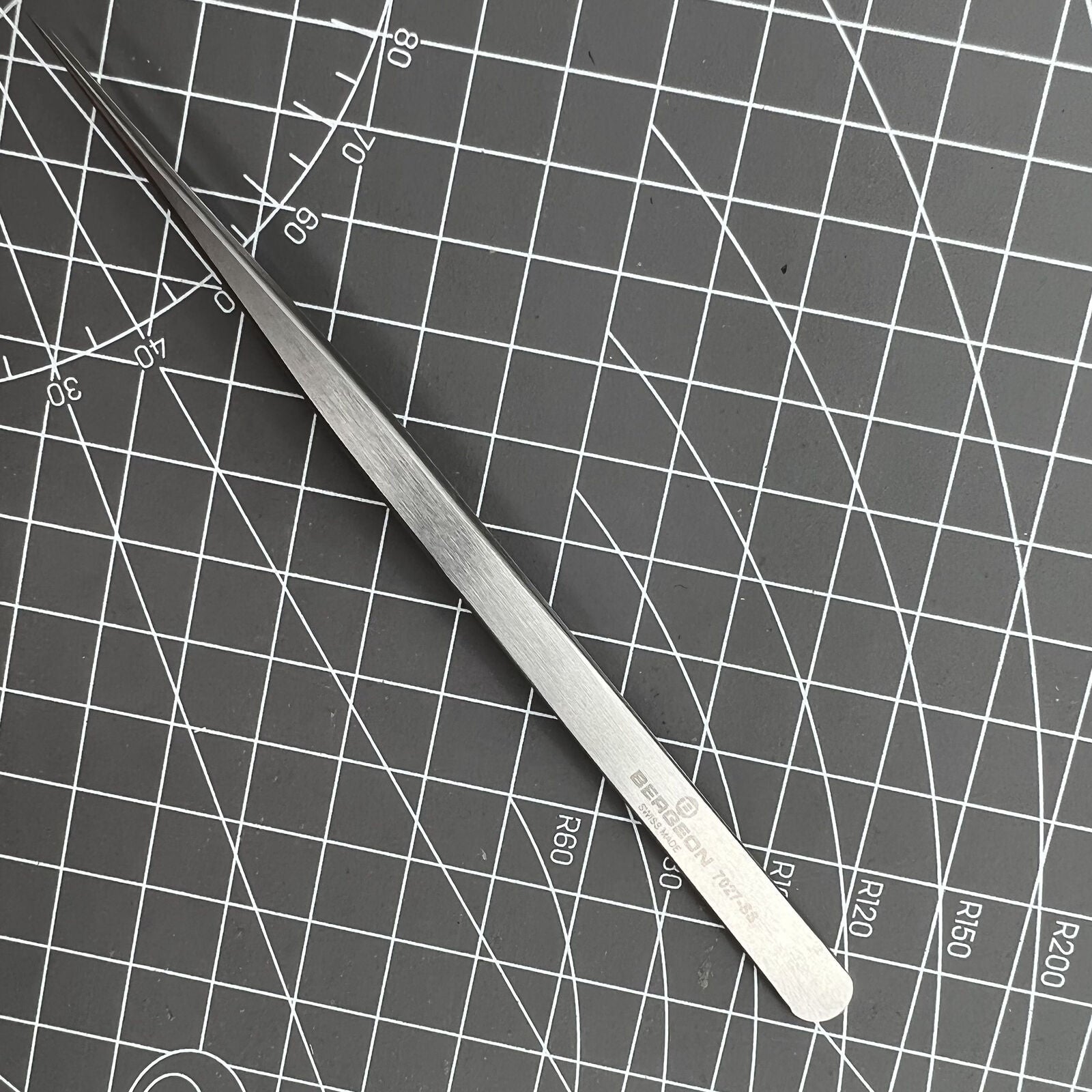 Bergeon 7027-SS stainless steel precision tweezers for watch repair by Swiss Made brand.