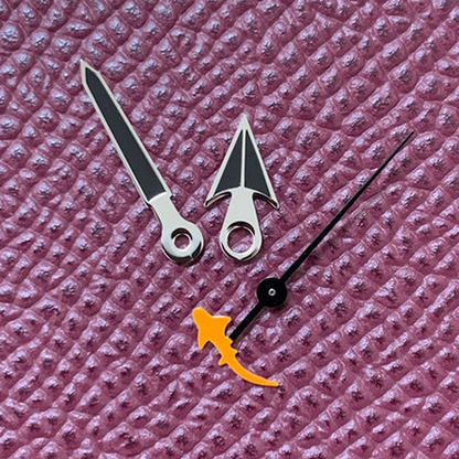 Black watch hands set for NH35/NH36/4R36 movement with Turtle/Fish second hand.