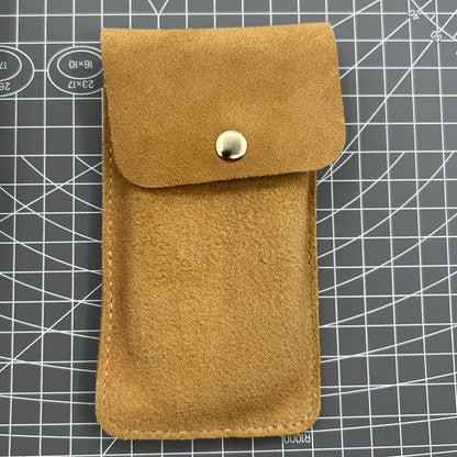 Brown Cowhide single watch storage pouch with soft lining, protective travel case for watches.