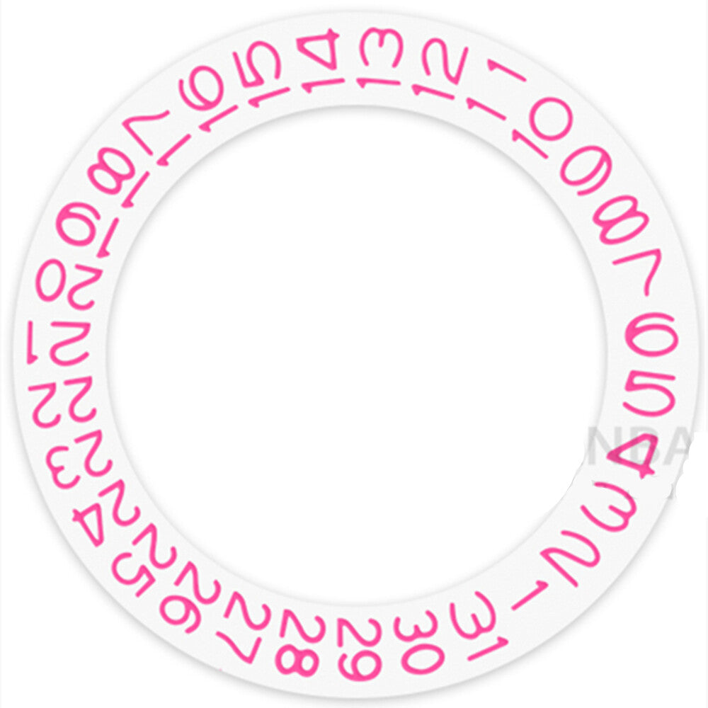 Pink character date wheel for NH35 NH36 watch movement, displaying clear white date numbers for accurate timekeeping.