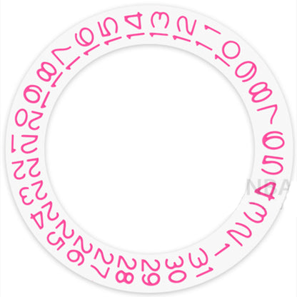 Pink character date wheel for NH35 NH36 watch movement, displaying clear white date numbers for accurate timekeeping.