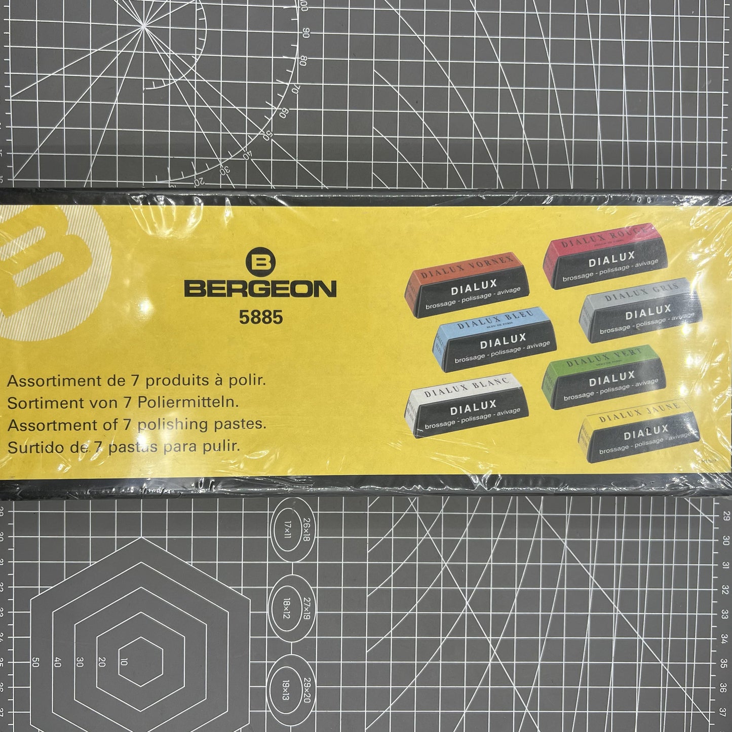 Bergeon 5885 DIALUX Polierset Rouge Brossage mit 7 Polierprodukten