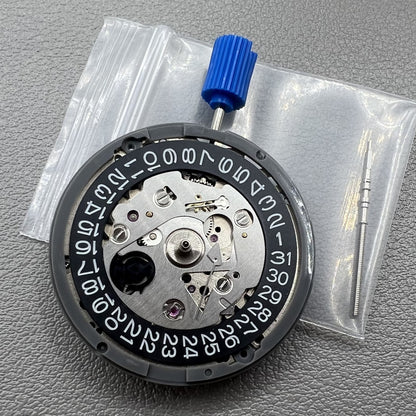 Seiko NH35 Automatik Uhr mit schwarzem Zifferblatt und Datumsanzeige, Krone bei 3:8 Uhr
