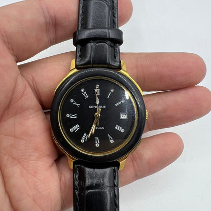 Kongque 37mm automatic watch with black dial, Roman numerals, and 33 jewels for accurate timekeeping.