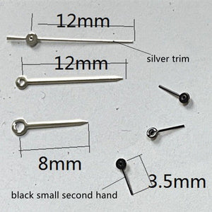 12mm Silver Trim Black Small Second Hands Watch Hand for VD53 VD54 VD57 Movement