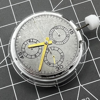 Chinese 4130 automatic watch movement with multifunctional small seconds at 3, 6, and 9 o'clock positions.