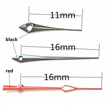 2 Sets/Pack 16mm Black+Red Trim with Green Lume Hand Set for Ronda 515 Movement