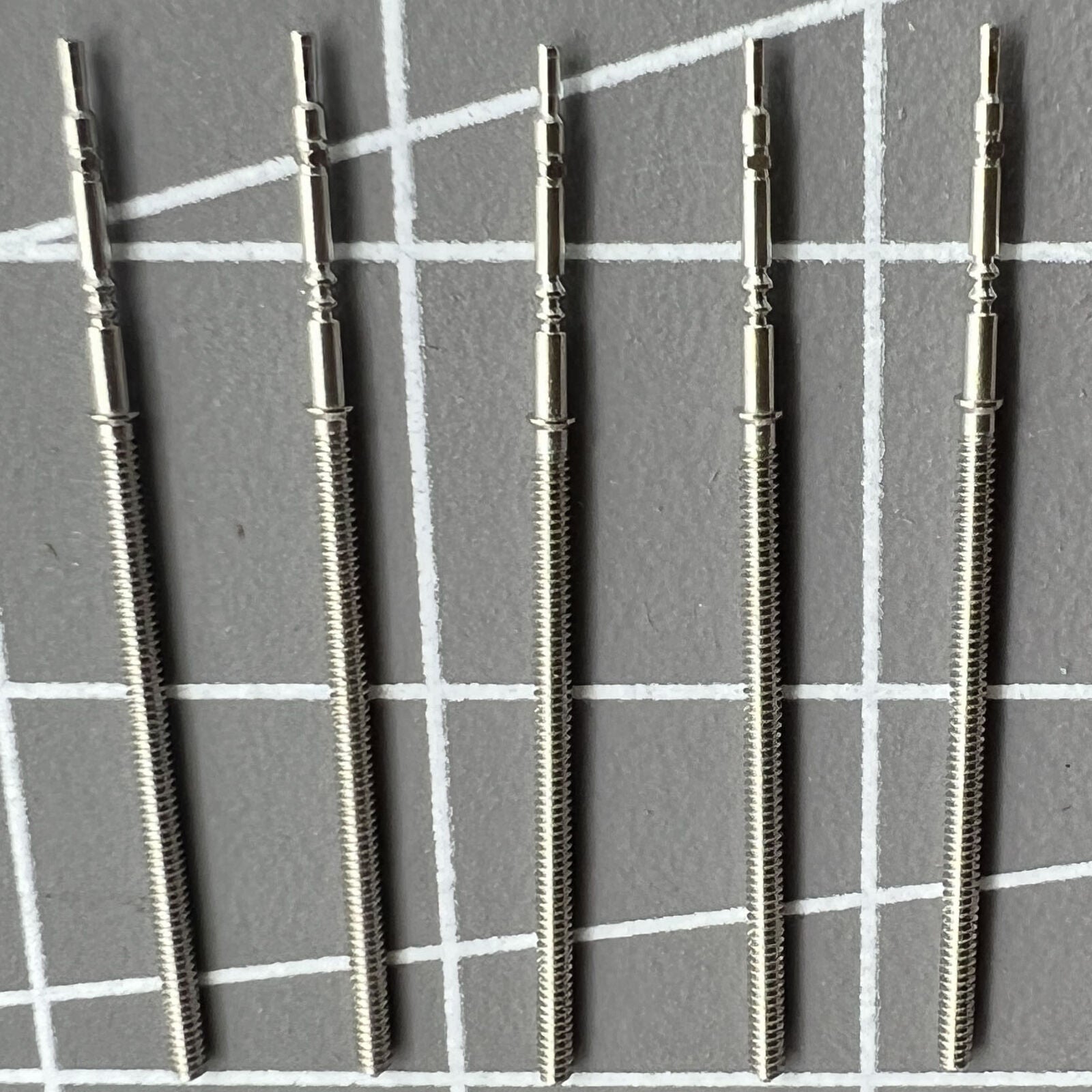Set of 5 durable replacement winding stems for PE90 movement watches, precise fit.