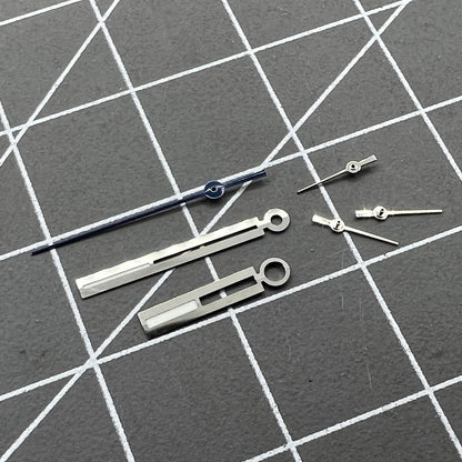 Luminous silver watch hands for Ronda 5021D quartz, perfect for accurate watch repairs and upgrades.