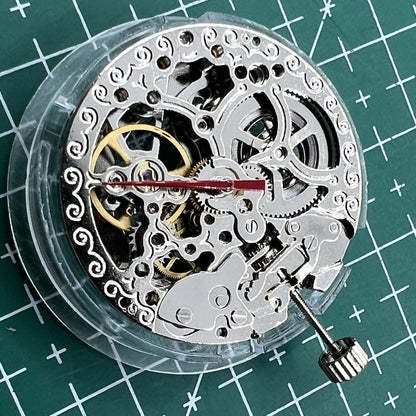TY2807 skeleton automatic mechanical watch movement, T16 replacement part for precise timekeeping accessories.
