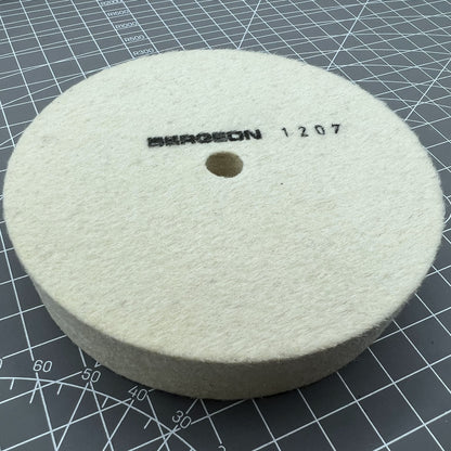 Swiss Bergeon 1207 white felt polishing wheel for precise watch accessory finishing and polishing.