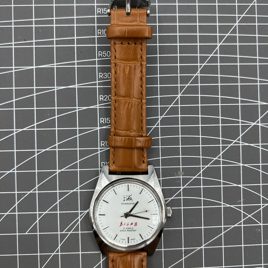 Shanghai Factory 7120 men's 37mm manual mechanical watch with shock-resistant movement and classic design.