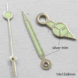 14x12x8mm Silver Trim Green Lume Watch Hands Set for Miyota 2035 2115 2105 2305