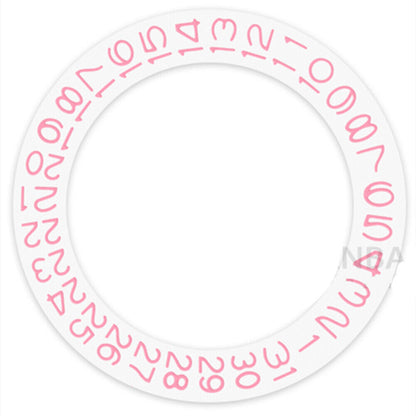 Pink NH35 NH36 watch movement date wheel with clear white background numbers for easy date reading.