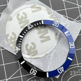 38mm Ceramic Slope Black+Blue Ring Silver Font Green Lume Watch Bezel Watch Part