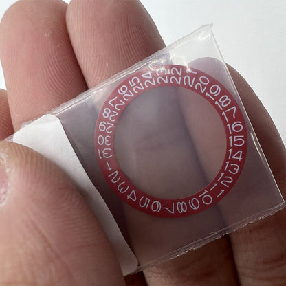 Red background white font date wheel by Miyota for NH35 NH36 watch movement replacement.