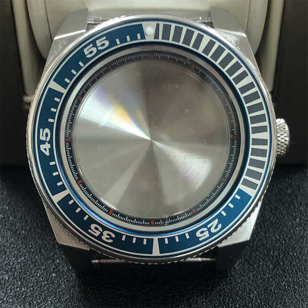 316L stainless steel watch case with 43mm aluminum ring, waterproof design for NH36/NH35 movements.