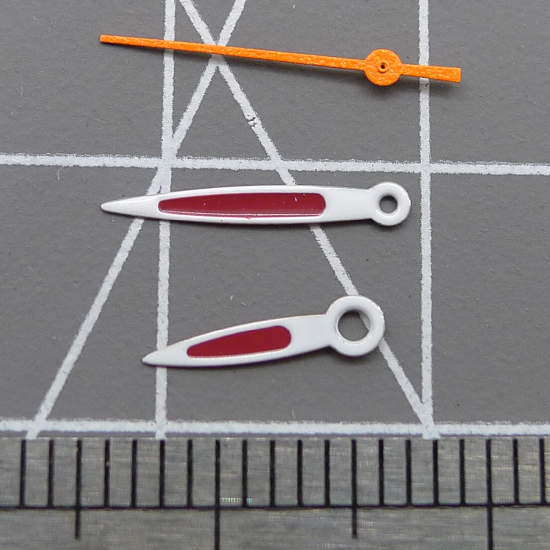 Purple painted watch hands designed for Miyota 2035 movement by P1-H4-C118, precise fit and stylish look.