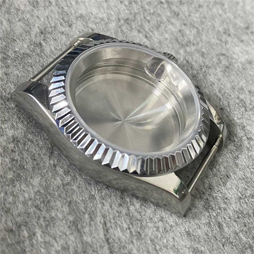 Stainless steel 39MM watch case kit with sapphire glass, solid bottom, fits NH35/NH36 movements.