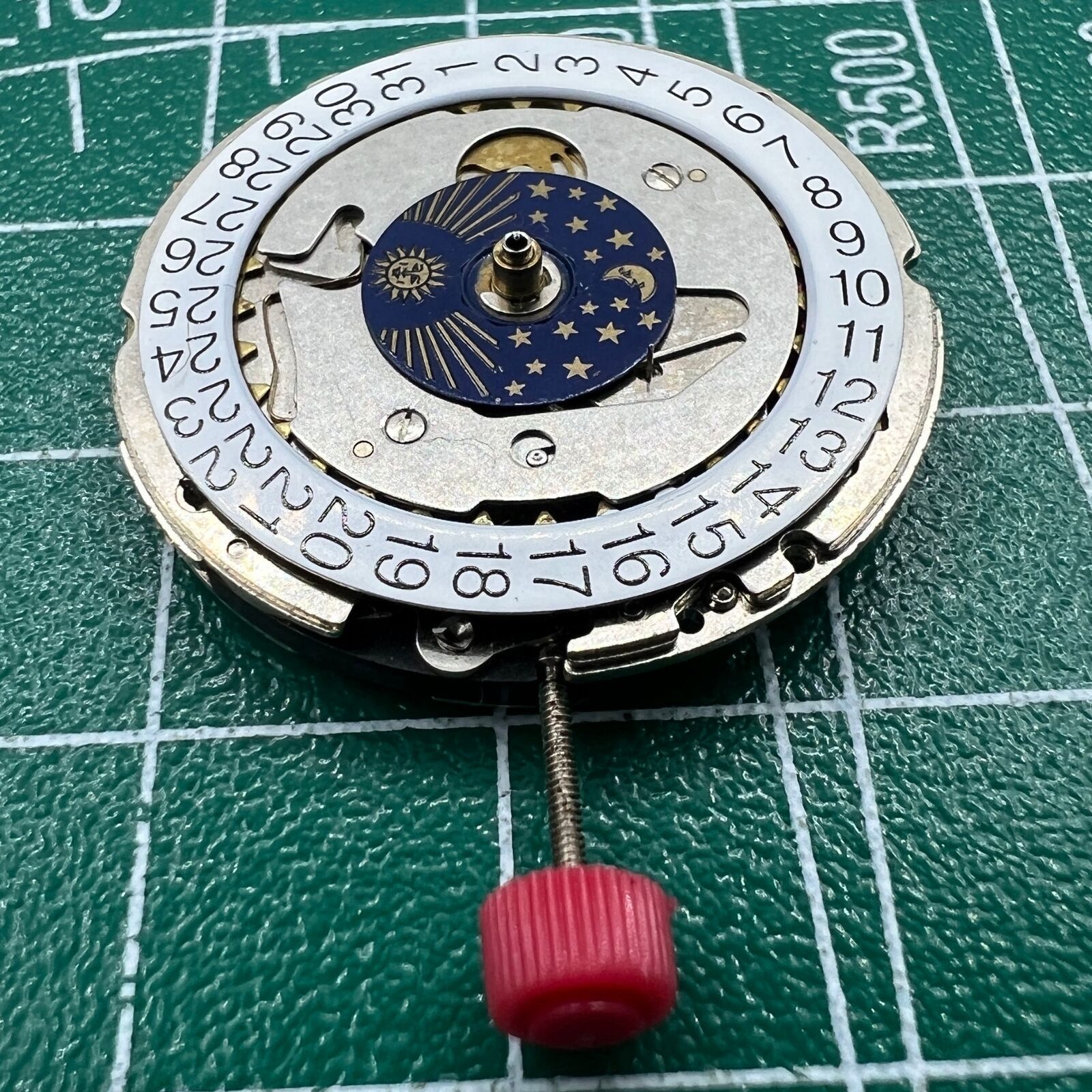 Wholesale ISA 1198 quartz watch movement featuring Swiss precision and moon star phase display by ISA.