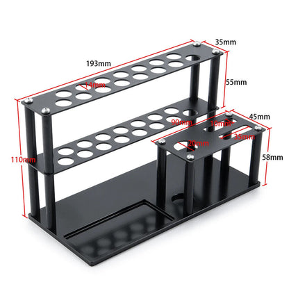 Multifunction metal screwdriver storage rack, keeping tools organized on workbench tray.